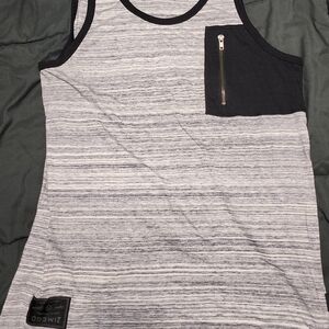 Gray and Black Men's Tank Top